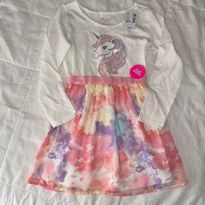 Long-sleeve unicorn dress with sequins